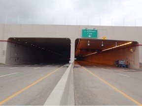 The Airport Trail Tunnel is nearly completed. A ceremony takes place Saturday, but the tunnel won’t open for regular traffic until the next day.