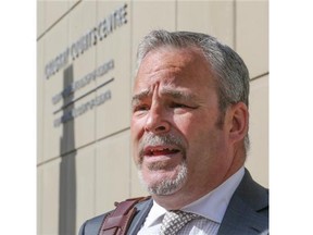 Allan Fay, defence lawyer for Brentwood stabbing suspect Matthew de Grood, speaks to the media after his client’s court appearance on Tuesday.