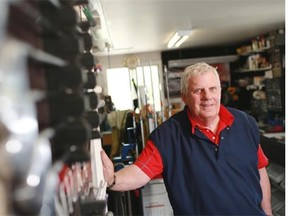 Ron Anderson stands in his custom golf club fitting shop at the Harvest Hills driving range. Anderson was on the 1963 and 1966 Edmonton Oil Kings Memorial Cup teams and he also played in the NHL with Gordie Howe.