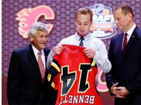 Sam Bennett is selected fourth overall by the Calgary Flames in the first round of the 2014 NHL Draft at the Wells Fargo Center on June 27, 2014 in Philadelphia, Pennsylvania.