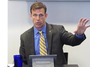 Former Navy SEAL Dave Cooper addresses a news conference in Arlington, Va., on June 4 to discuss his terrorist threat assessment on the Keystone XL pipeline.