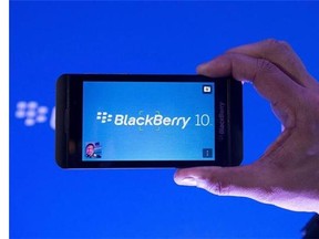 The BlackBerry Z10 is displayed in Toronto on Jan. 30, 2013. THE CANADIAN PRESS/Nathan Denette