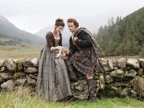 Caitriona Balfe, left, and Sam Heughan in Outlander. The new series is based on Diana Gabaldon’s time-travelling tale of star-crossed lovers.