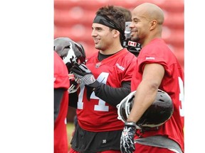 The fact Calgary Stampeders running backs Matt Walker, left, and Jon Cornish were at practice on Wednesday bodes well for their chances of suiting up in Ottawa this weekend.