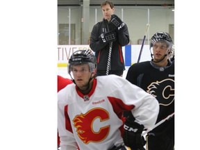 Calgary Flames player development coach Troy Crowder, seen on Sunday at WinSport, threw a lot of fists during his storied NHL career. Most of the young players he’s working with now, though, have no idea who he was in his past life.