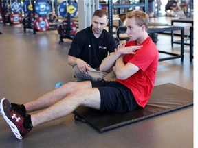 Calgary Flames rookie Sam Bennett goes through fitness testing at WinSport in Calgary.