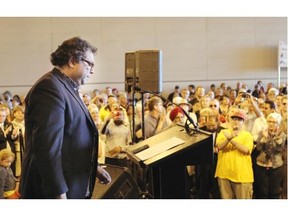 Calgary Mayor Naheed Nenshi at the Airport Trail Tunnel opening event on Saturday. The event was to mark the completion of the city’s largest road infrastructure project and to recognize the hard work, commitment and co-operation of many people.
