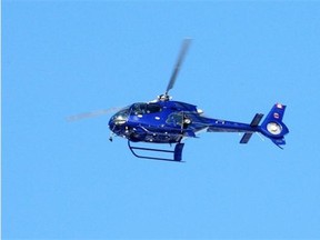 A Calgary Police Service helicopter was circling Royal Oak and using its PA system in an effort to find a missing teenager Monday.