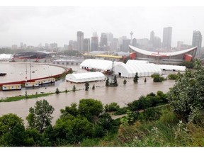 The Calgary Stampede grounds and Saddledome are flooded due to the heavy rains in Calgary last June.