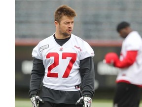 Calgary Stampeders defensive back Jeff Hecht awaits marching orders during practice at McMahon Stadium Wednesday. He will return to his hometown this weekend as the Stamps visit the Edmonton Eskimos.
