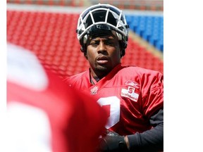 Calgary Stampeders receiver Nik Lewis still has a lot to prove as he tries to get back to 100% after breaking his leg, at BC Place.