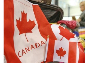 Canadian flags and maple leafs dominate a raffle draw prize, in anticipation of Canada Day.