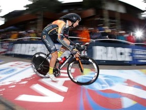 Canadian Ryan Anderson races during the 2014 USA Pro Challenge last weekend in Vail, Colo. Anderson was the top Canadian rider in last year’s Tour of Alberta and he’s excited for the second one to start on Tuesday.