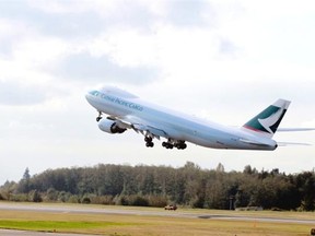 Cathay Pacific cargo 747-8F aircraft like this one will be flying out of Calgary International Airport this fall under a plan announced Wednesday.