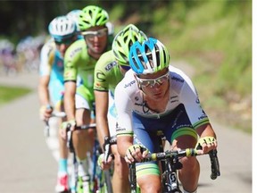 Christian Meier, seen leading a pack of Orica-Greenedge riders during the eleventh stage of the 2014 Tour de France, will be a key Canadian to keep an eye on during this week’s Tour of Alberta.