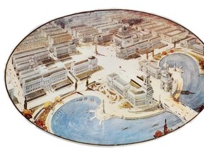 “The Civic Centre as it may appear many years hence,” part of Thomas Mawson’s elaborate city plan for Calgary, drawn about 1913.