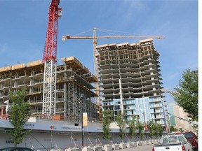 Construction in East Village in Calgary, Aug. 13, 2014.