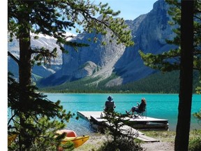 Coronet Creek dock at Maligne Lake, Alberta.