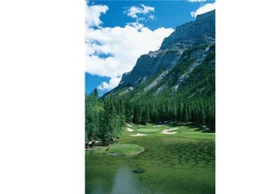 Courtesy, Fairmont Banff Springs 
 The famous No. 4 Devil's Cauldron at Banff Springs Golf Club.