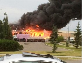 Crews are fighting a fire near Consolidated Gypsum on 120th Ave., S.E. (Sean Boudreau/Twitter)