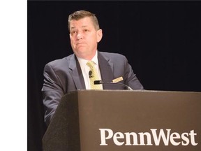 Dave Roberts, president and CEO of Penn West Petroleum Ltd., addresses the company’s annual general meeting Wednesday.