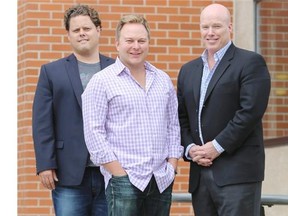 Doug Nyhoff, executive chairman of Muzooka and Kidoodle.TV, right; Mike Lowe, founder and president of Kidoodle.TV, centre; and Shawn Wilson, co-founder and chief executive of Muzooka, left.