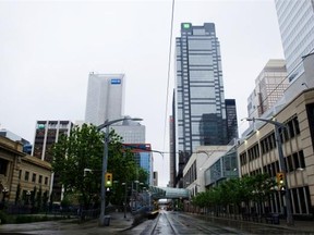 Downtown Calgary feels deserted on Friday, June 21, 2013, as people were advised to stay away from downtown due to possible flooding.