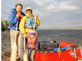 Canmore-based author Karsten Heuer along with his filmmaker wife Leanne Allison and their two-year-old son while canoeing across Canada to visit Farley Mowat in themid 2000s.