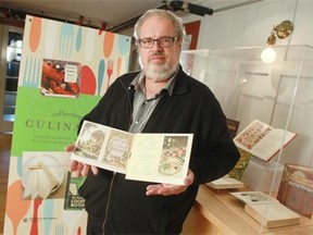 Exhibit curator Merrill Distad stands in the Collecting Culinaria exhibit at Lougheed House.