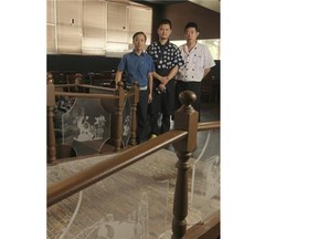 From left, Jay Chen, Henry Zheng and Leo Lin, at The One Sushi restaurant, in Calgary, Alberta Tuesday, July 22, 2014. 
  
 (Stuart Gradon/Calgary Herald) 
  
  
 (For Lifestyles story by John Gilchrist) 
 00057405A