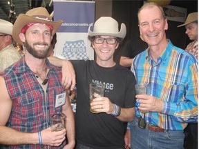 From left, at the second annual NutAle fundraiser held July 4 at Bottlescrew Bill’s, are general manager Geoff Allan, Village Brewery’s Jim Button and urologist Dr. Bryan Donnelly. Funds raised at the sudsy soiree were directed to the Prostate Cancer Centre.
