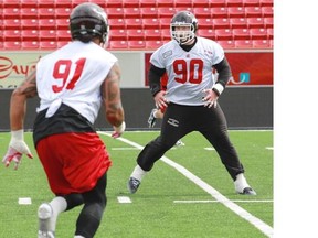 Calgary Stampeders defensive tackle Quinn Smith (90) is ready for his first pro game Saturday against the Montreal Alouettes