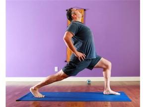 Hart Steinfeld demonstrates the raised leg lunge pose.