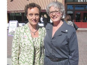 Heritage Park president and CEO Alida Visbach, left, and Famous 5 Foundation founder Frances Wright.
