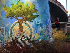 Artwork graces the walls of an East Village underpass on Riverfront Avenue in the neighbourhood that is home to exciting development and community programming.