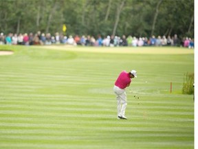 Hometown favourite Stephen Ames fires one at the pin during the first round of the the Shaw Charity Classic on Friday.