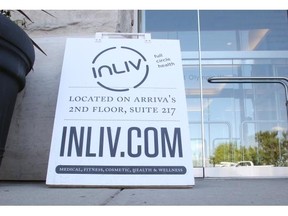 The Inliv Full Circle Health sign outside the Arriva building in Victoria Park. (Ted Rhodes/Calgary Herald)