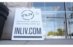 The Inliv Full Circle Health sign outside the Arriva building in Victoria Park. (Ted Rhodes/Calgary Herald)