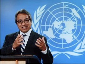 James Anaya, outgoing United Nations special rapporteur on the rights of indigenous peoples, says the government should seek the consent of First Nations on major natural resource projects.