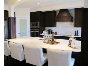 The kitchen island in the Andorra II by Shane Homes in King’s Heights.