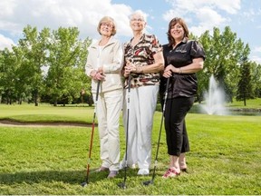 Judy Derbowka, from left, Rita Owen and Debbie Carver help organize the 65 Roses Ladies Golf Classic, an annual fundraiser in support of Cystic Fibrosis research. The fundraiser at the Earl Grey Golf Club marks its 25th anniversary later this month.
