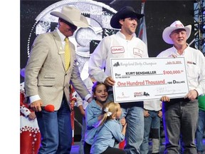 Kurt Bensmiller takes home the GMC Rangeland Derby championship at Stampede Park in Calgary on Sunday night.