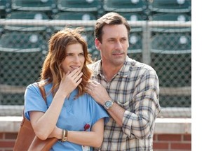Lake Bell and Jon Hamm are shown in a scene from Disney's "Million Dollar Arm." THE CANADIAN PRESS/ho-Disney Enterprises, Inc.-Ron Phillips