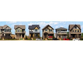 Laned homes line a street in WestCreek Development’s Legacy community in southeast Calgary.