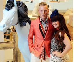 Reba Hopf and Sean Clancy at Holt Renfrew, showing off their Packwood Grand fashions.