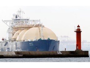 A liquefied natural gas tanker arrives at Yokohama, Japan, one of the big markets for Canadian LNG.