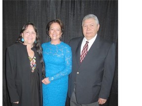 From left, are Cecile Calliou, AARC board chair Ann McCaig and George Calliou, executive director of the Aboriginal Friendship Centre of Calgary.