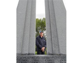 Matt Richards, with the war memorial he had built at Horn Hill cemetery south of Red Deer, Alberta Monday, June 9, 2014. Richards’ great uncle William Richards was killed at the Battle of Vimy Ridge during the First World War.