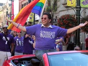 Mayor Naheed Nenshi is Calgary's first mayor to be a parade marshall for the annual Pride Parade in Calgary on September 4, 2011.