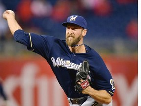 Milwaukee Brewers reliever Jim Henderson delivers a pitch against the Philadelphia Phillies during an April game. The final appearance of the season for the man who was in the running to be the club’s closer in spring training came on May 1.